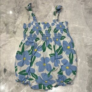 Floral Baby Romper with Blue and Green Design